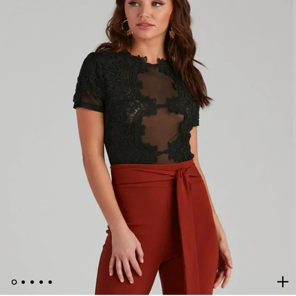 Black lace mesh bodysuit - Picture 2 of 7